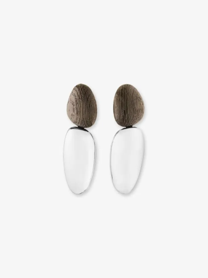 Monies Anniversary earclips: bog oak, sterling silver