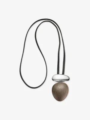 Monies Anniversary pendant: bog oak, sterling silver, leather