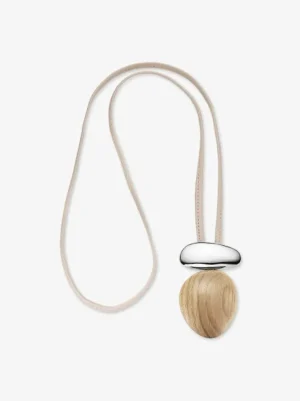 Monies Anniversary pendant: oak, sterling silver, leather