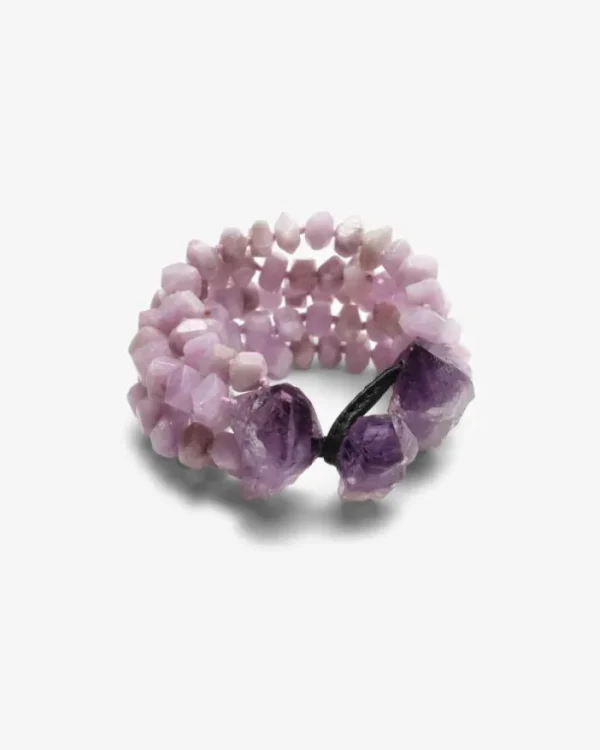 Monies Bracelet: amethyst, kunzite, leather