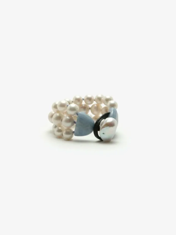 Monies Bracelet: celestine, freshwater pearls