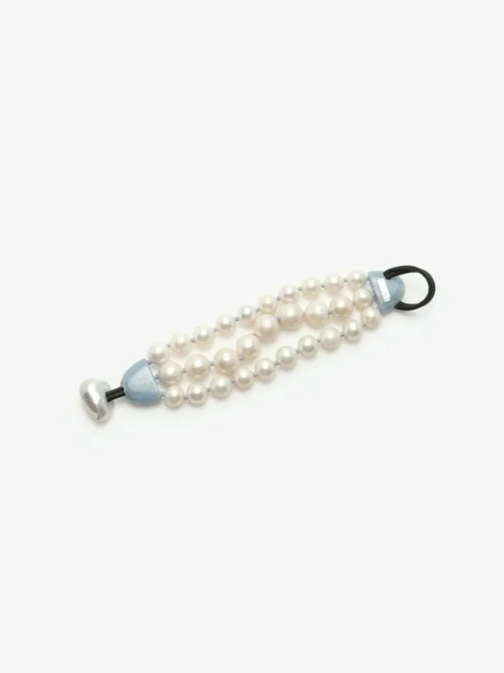 Monies Bracelet: celestine, freshwater pearls