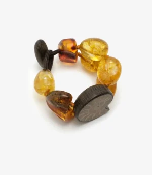 Monies Bracelet: citrine, ammonite, bog oak, amber