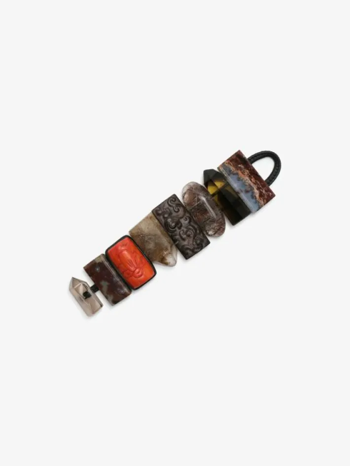 Monies Bracelet: tourmaline, quartz, ebony, coral, mountain crystal, smoky to