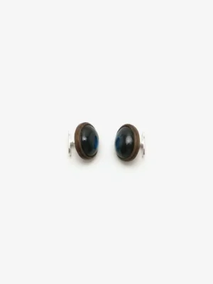 Monies Cuff link: labradorite, bog oak