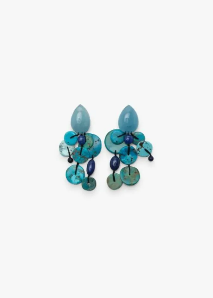 Monies Earclips: aquamarine, chrysoprase, turquoise, lapis lazuli