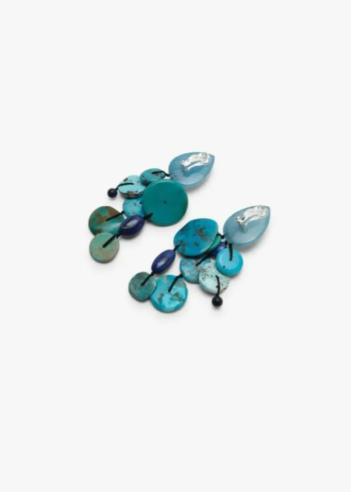Monies Earclips: aquamarine, chrysoprase, turquoise, lapis lazuli