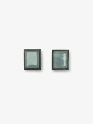 Monies Earclips: aquamarine, ebony