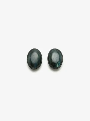 Monies Earclips: ebony, labradorite