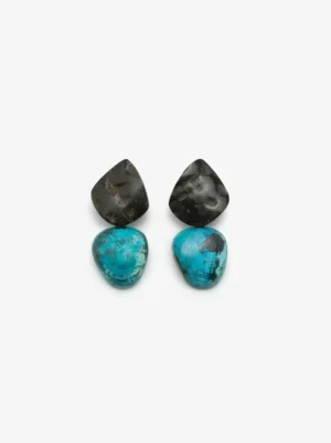 Monies Earclips: horn, chrysocolla