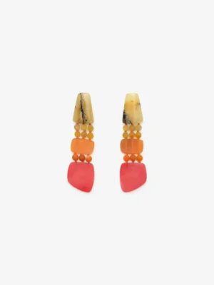 Monies Earring: amber, horn, agath