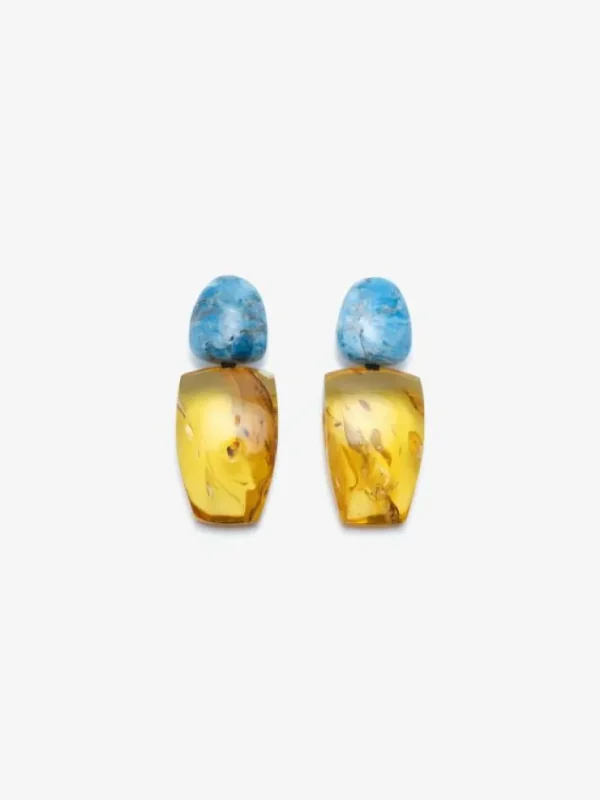 Monies Earring: apatite, amber