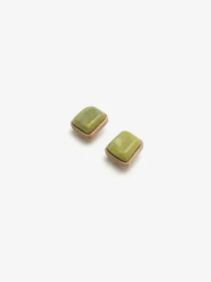 Monies Earring: aventurine, oak