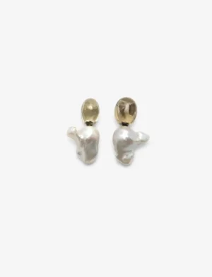 Monies Earring: baroque pearls, lemon quartz