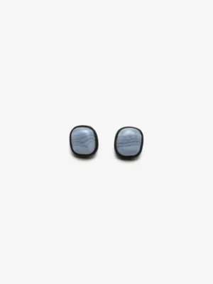 Monies Earring: chalcedony, bog oak