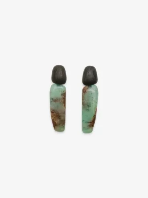 Monies Earring: chrysoprase, bog oak