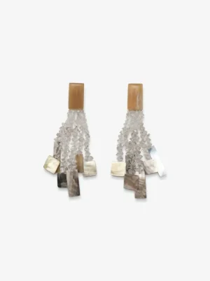 Monies Earring: diamond quartz, mother of pearl