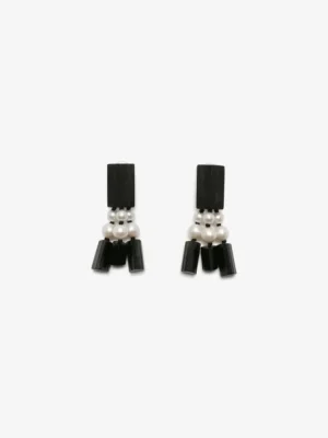 Monies Earring: ebony, tourmaline, freshwater pearls