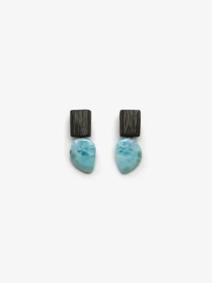 Monies Earring: larimar, ebony