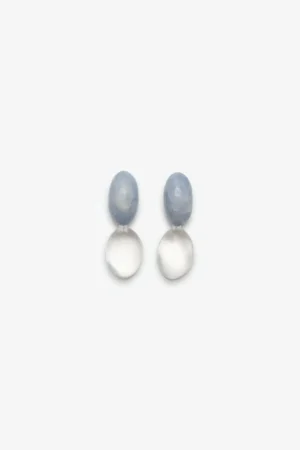 Monies Earring: mountain crystal, celestine, leather