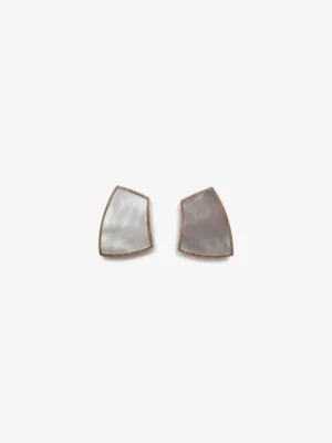 Monies Earring: oak, mother of pearl