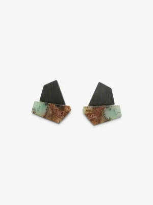 Monies Earrings: chrysoprase, bog oak