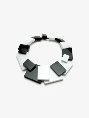 Monies Issa necklace: black/white acrylic