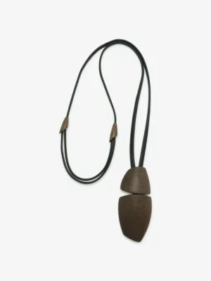 Monies Lira pendant: bog oak, leather