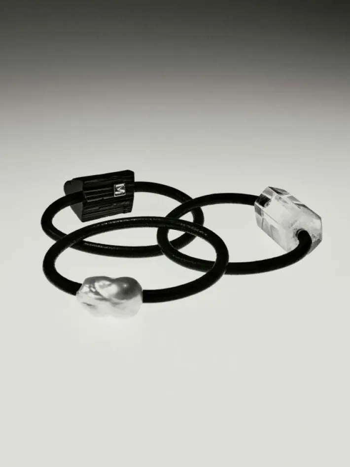 Monies Mint bracelet: leather, black tourmaline