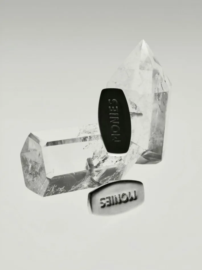 Monies Mint cuff links: sterling silver, mountain crystal