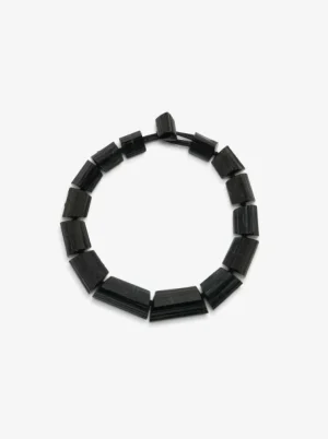 Monies Mint necklace: black tourmaline, leather