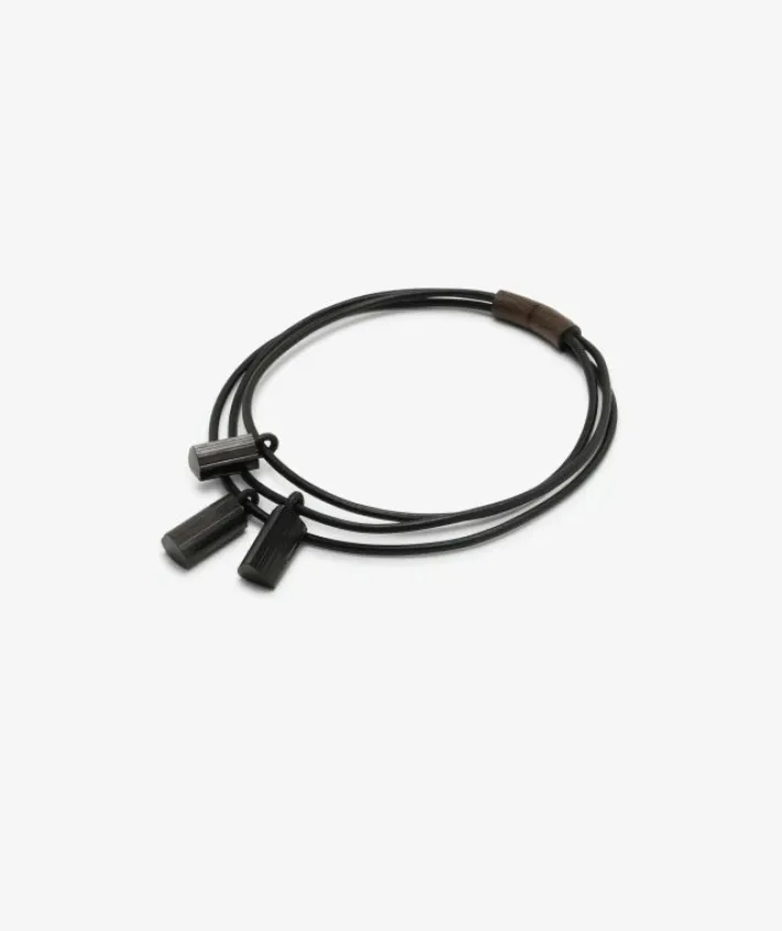 Monies Mint necklace: leather, bog oak, tourmaline