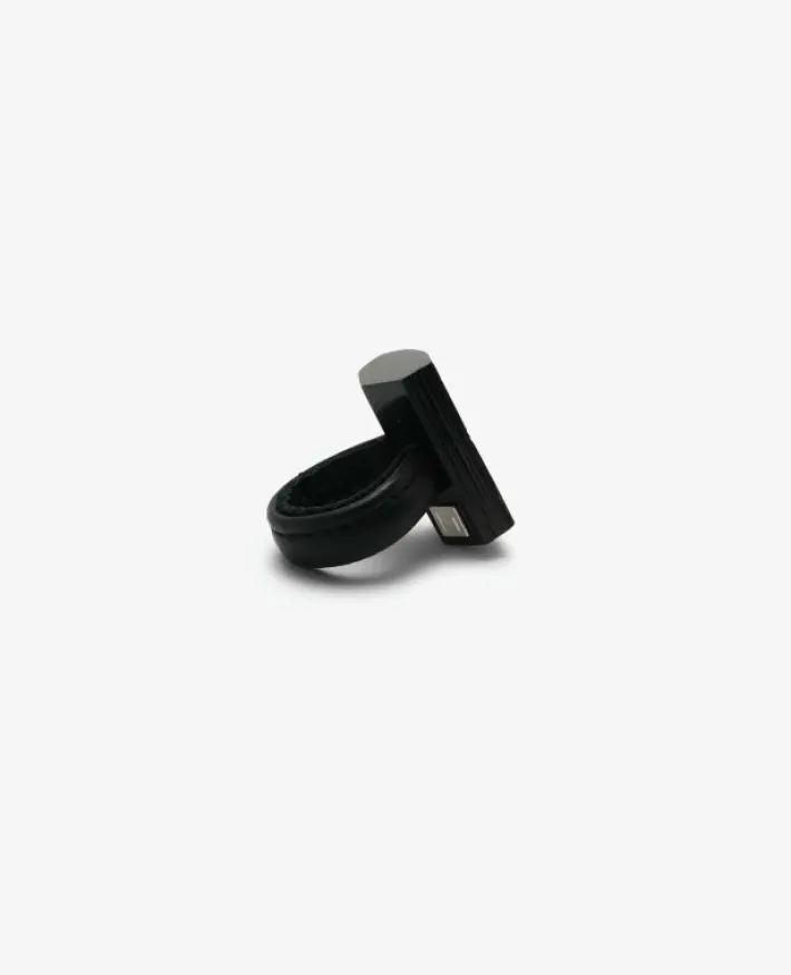 Monies Mint ring: black tourmaline, leather