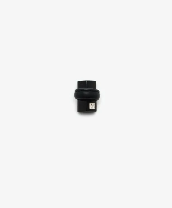 Monies Mint ring: black tourmaline, leather