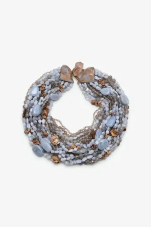 Monies Necklace: agate, shell, chalcedony