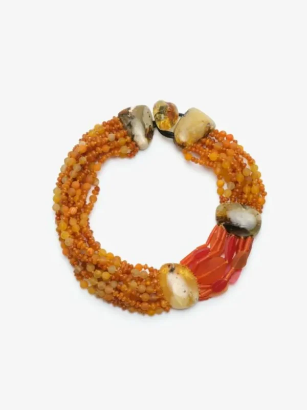 Monies Necklace: agath, horn, amber