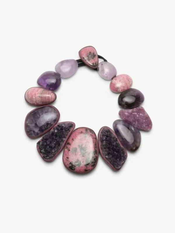 Monies Necklace: amaranth, rhodochrosite, amethyst