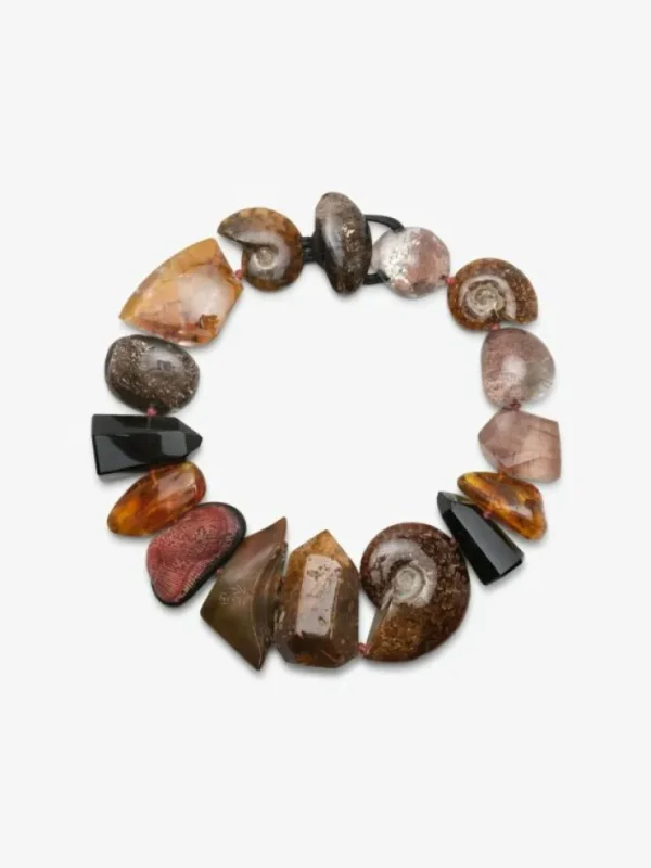 Monies Necklace: ammonite, rutilated quartz, amber, shell