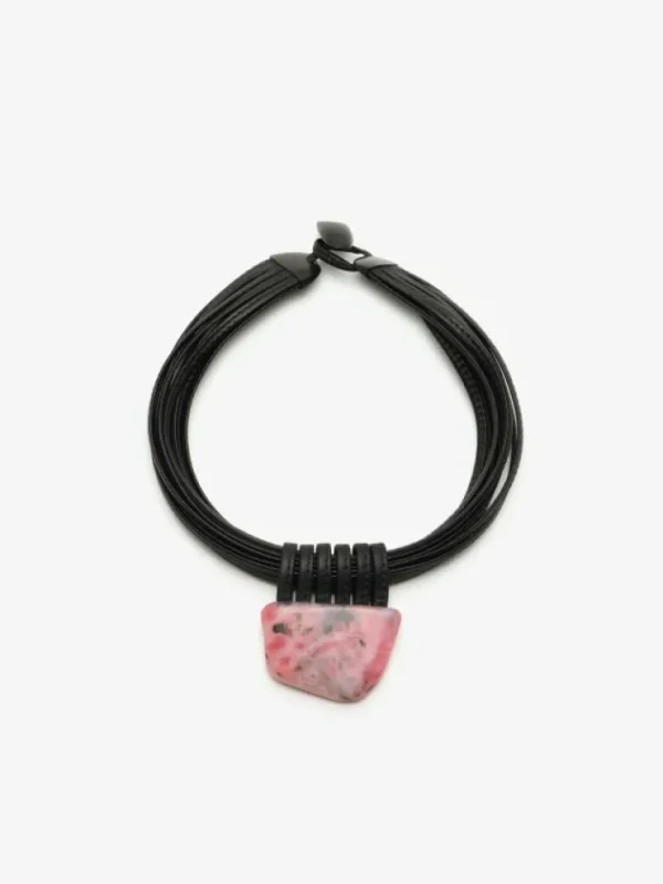 Monies Necklace: Andean opal, leather