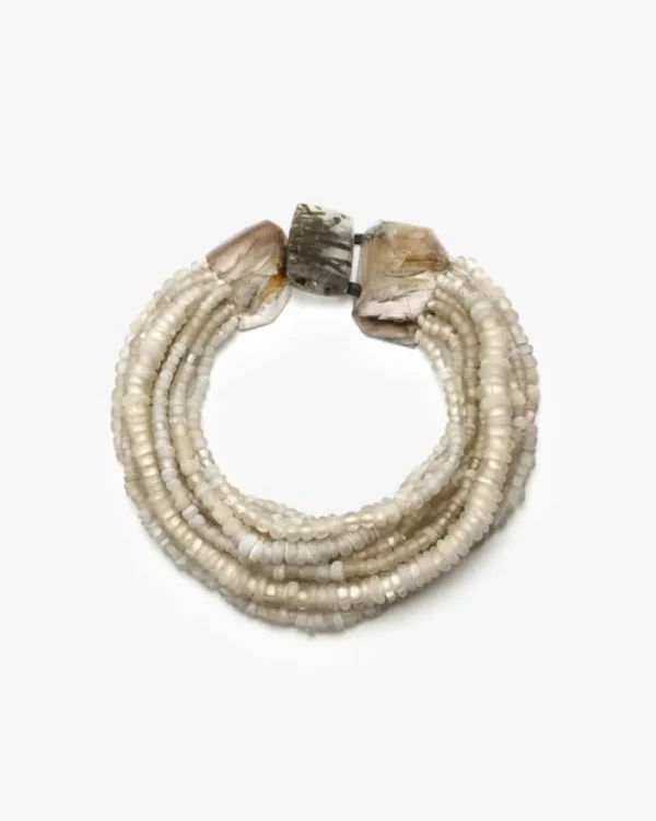 Monies Necklace: antique beads, rutilated quartz