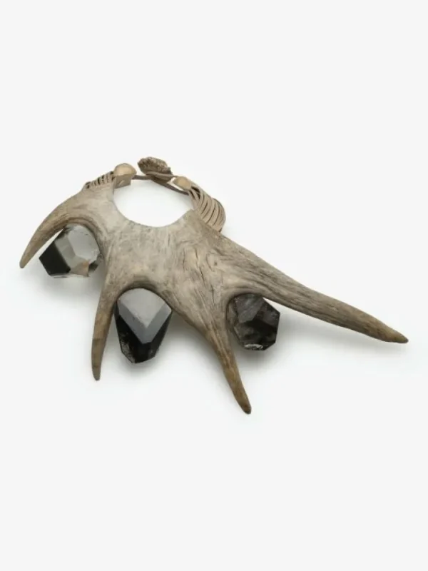 Monies Necklace: antler, garden quartz, leather