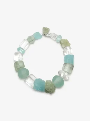 Monies Necklace: aquamarine, glass, prehnite, crystal