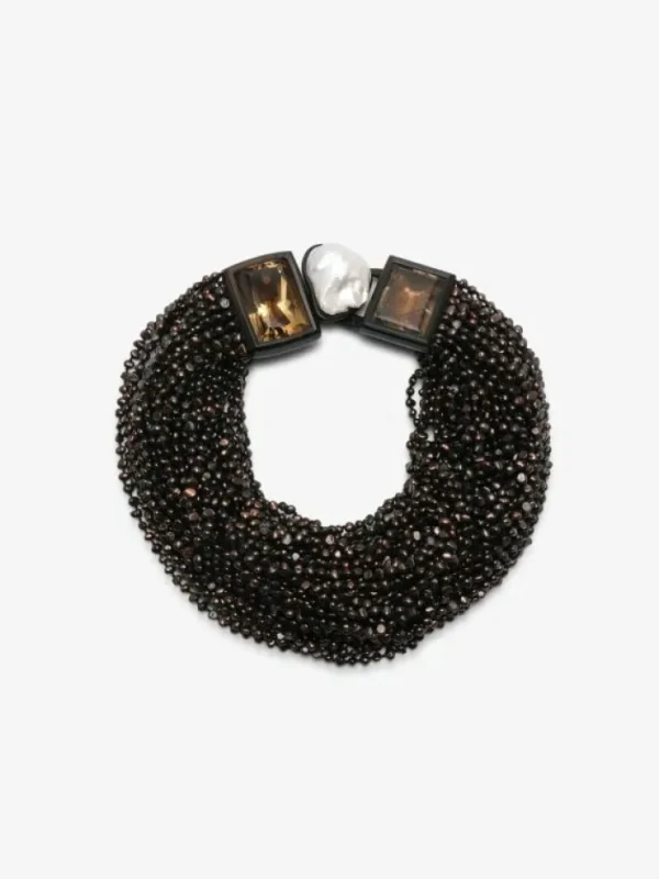 Monies Necklace: black pearls, citrine, mountain crystal