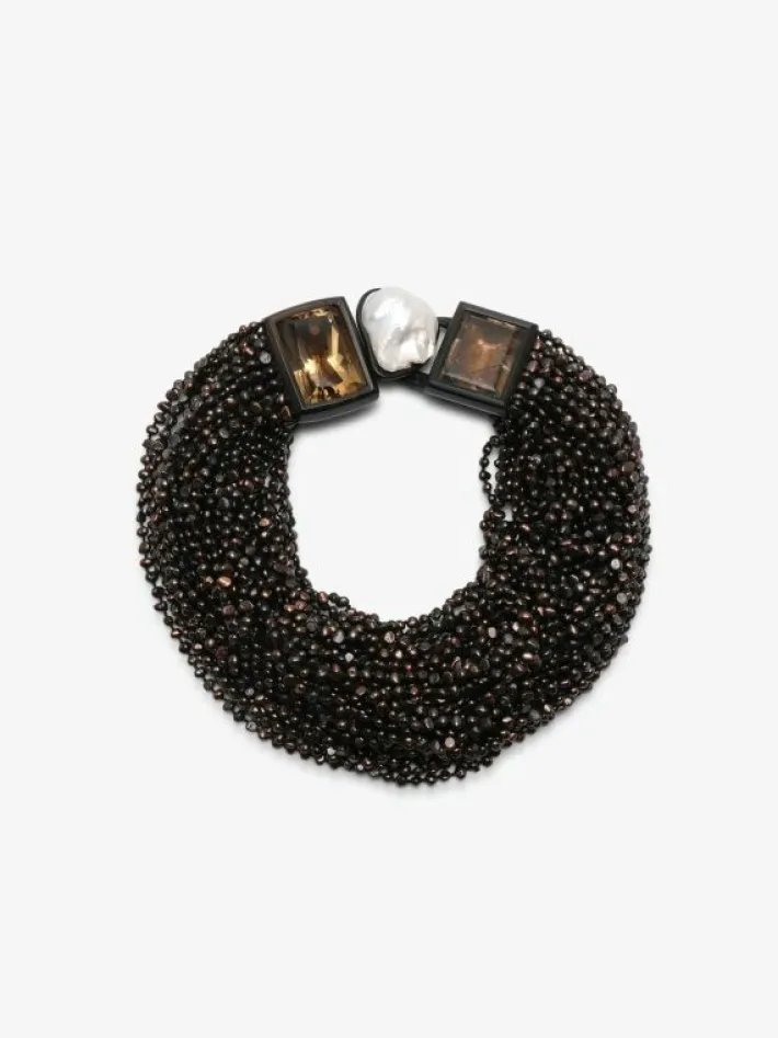 Monies Necklace: black pearls, citrine, mountain crystal