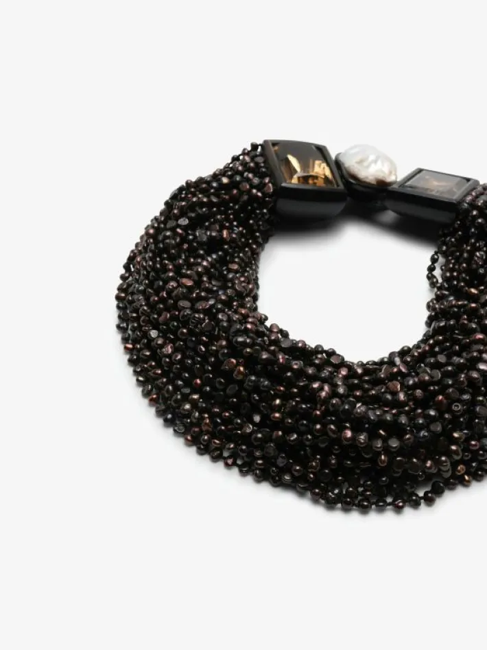 Monies Necklace: black pearls, citrine, mountain crystal