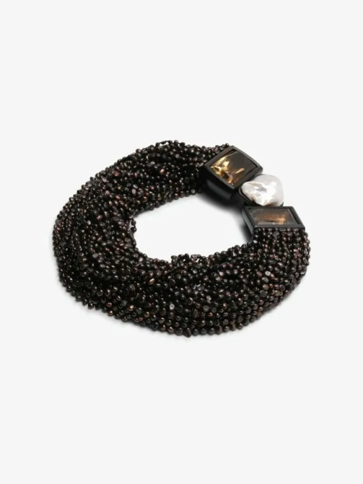 Monies Necklace: black pearls, citrine, mountain crystal