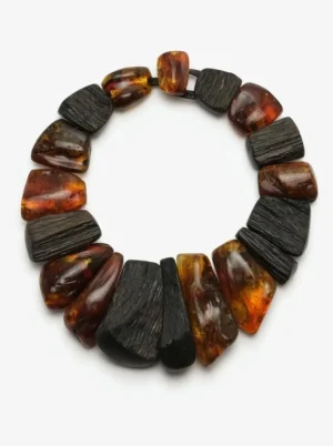 Monies Necklace: bog oak, amber
