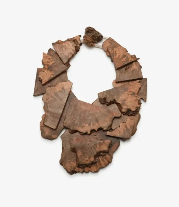 Monies Necklace: bruyere wood, leather