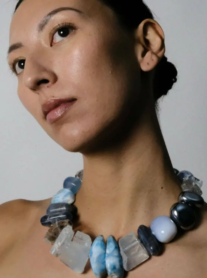Monies Necklace: chalcedony, aquamarine, kyanite, larimar