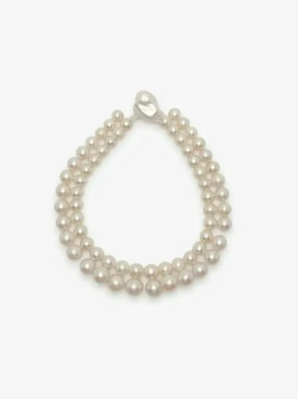Monies Necklace: freshwater pearls, leather